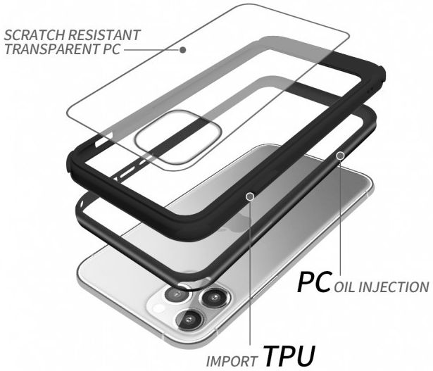 Armor X DX-Series iPhone 11 Pro Max Hybride Hoesje Transparant Zwart afbeelding 2
