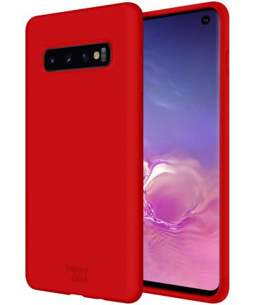 HappyCase Samsung Galaxy S10 Siliconen Back Cover Hoesje Rood Hoesjes