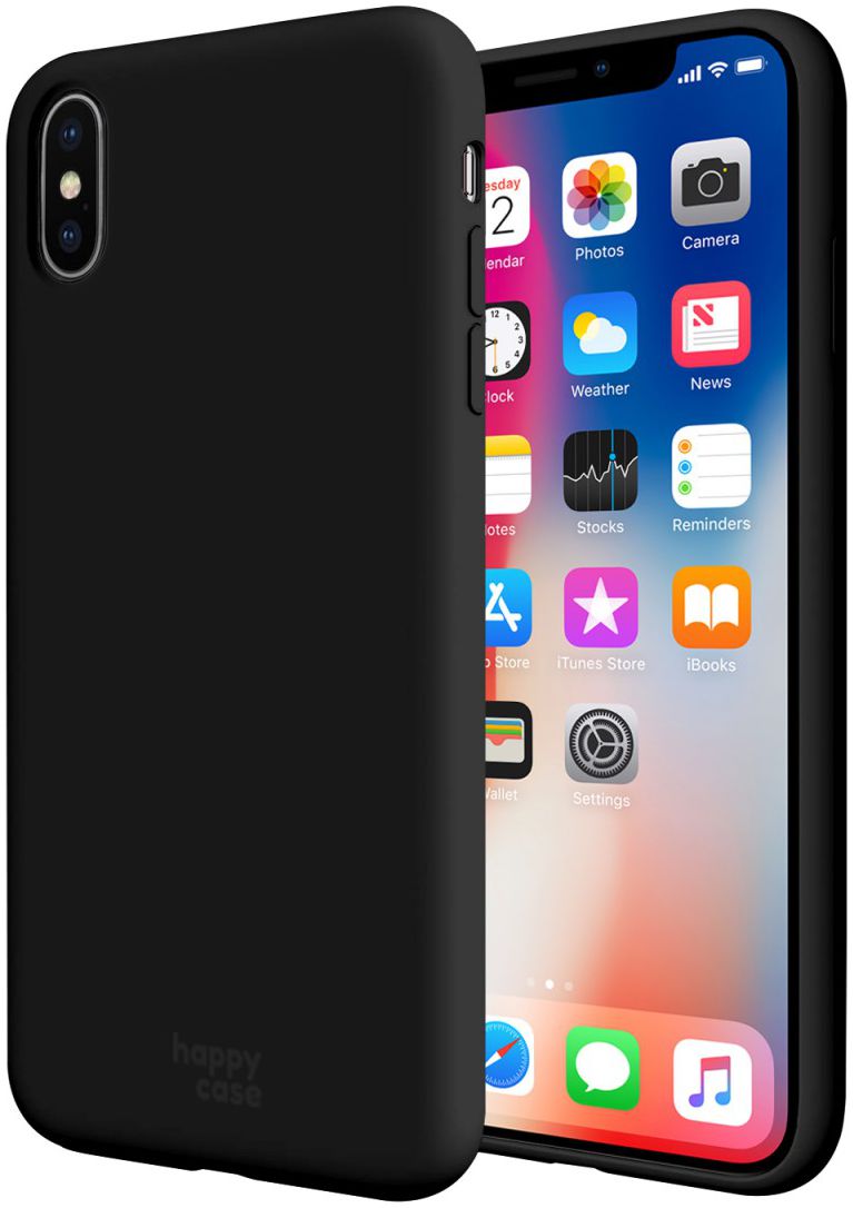 HappyCase Apple iPhone X(S) Siliconen Back Cover Hoesje Zwart afbeelding 1