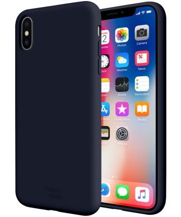HappyCase Apple iPhone X(S) Siliconen Back Cover Hoesje Donker Blauw Hoesjes