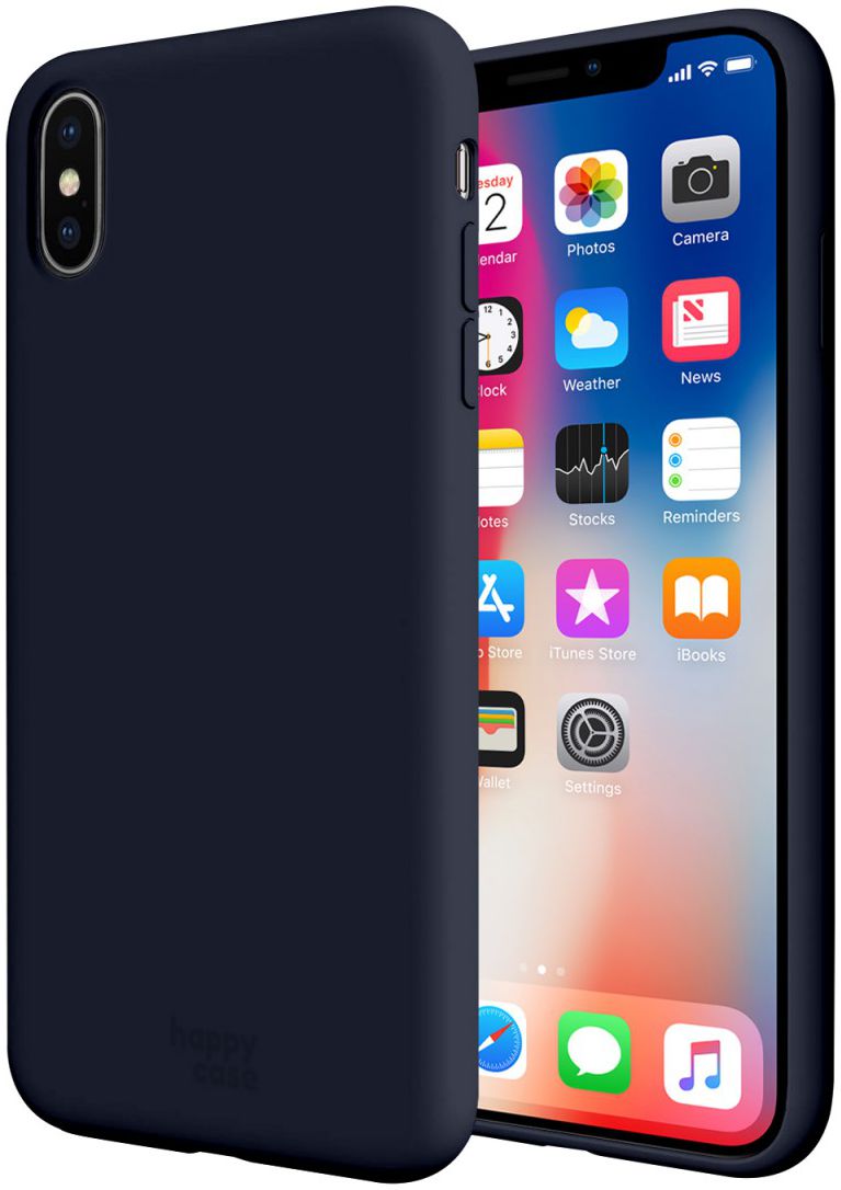 HappyCase Apple iPhone X(S) Siliconen Back Cover Hoesje Donker Blauw afbeelding 1