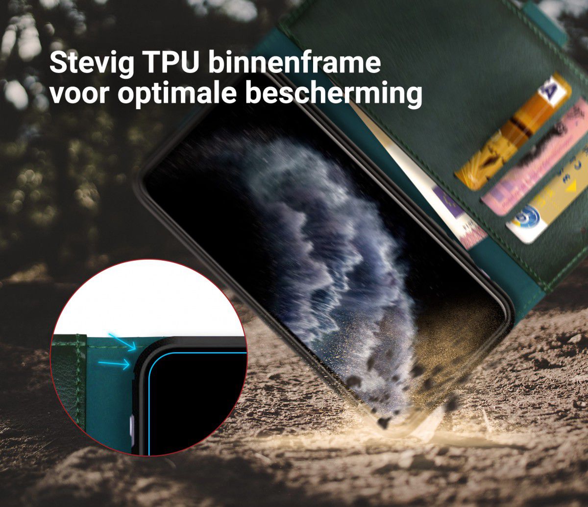Rosso Element Apple iPhone 11 Pro Max Hoesje Book Cover Midnight Green afbeelding 5