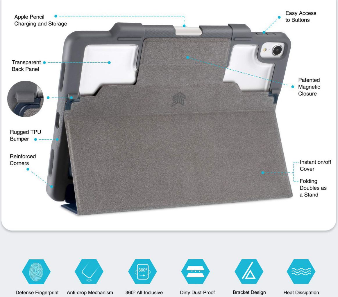 STM Dux Apple iPad Pro 12.9 2018 Flip Hoes Blauw afbeelding 10