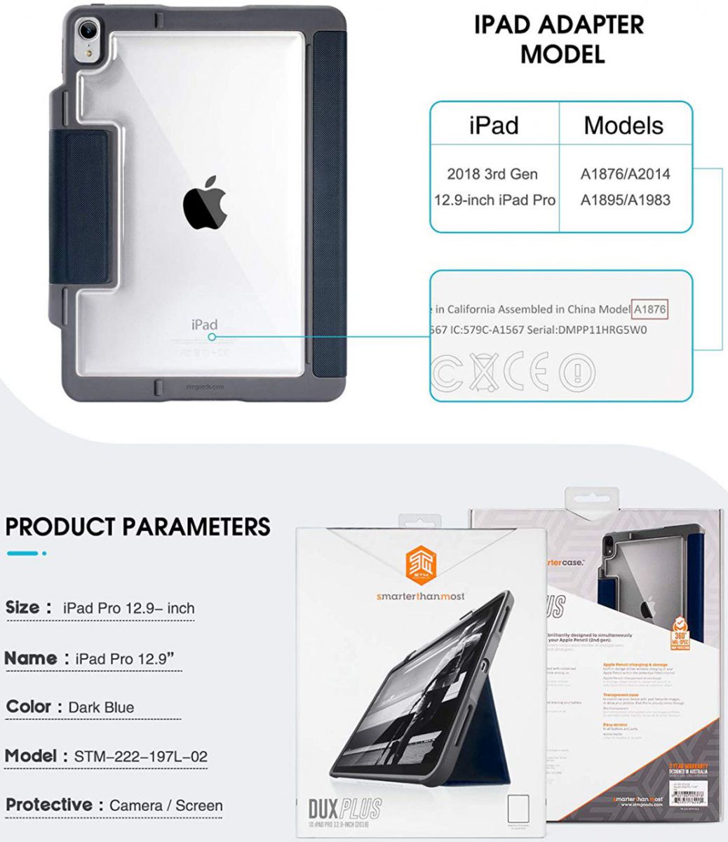 STM Dux Apple iPad Pro 12.9 2018 Flip Hoes Blauw afbeelding 7