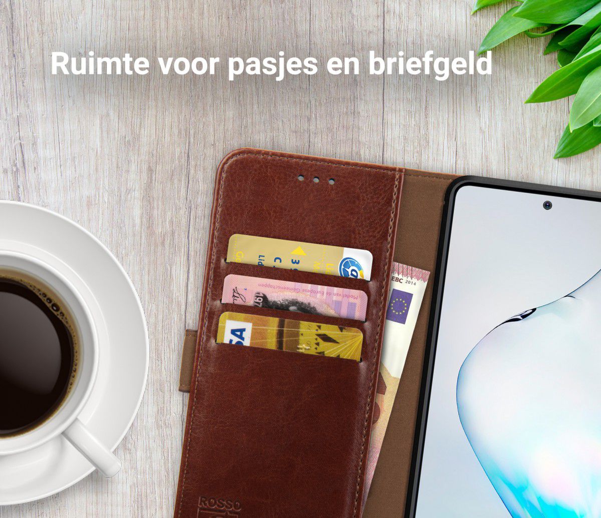 Rosso Element Samsung Galaxy Note 10 Lite Hoesje Book Cover Bruin afbeelding 9
