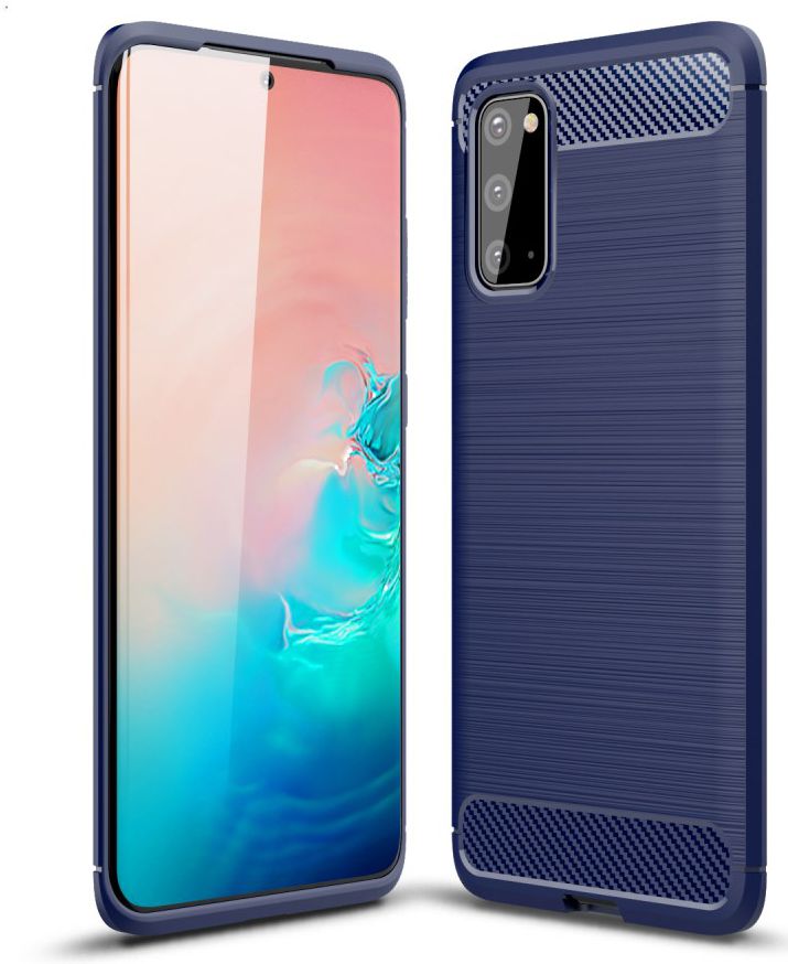 Samsung Galaxy S20 Hoesje Geborsteld TPU Flexibele Back Cover Blauw afbeelding 5
