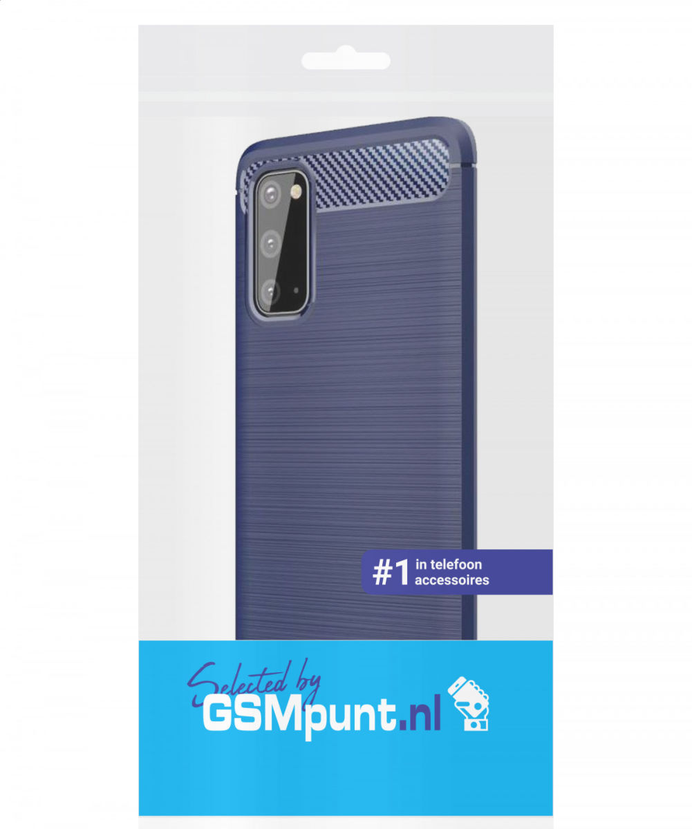 Samsung Galaxy S20 Hoesje Geborsteld TPU Flexibele Back Cover Blauw afbeelding 2