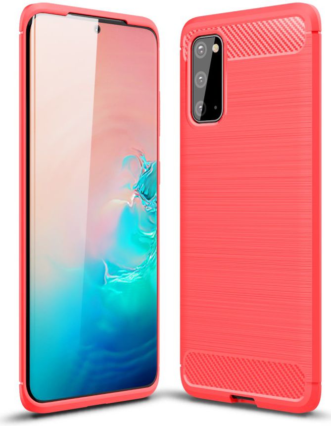 Samsung Galaxy S20 Hoesje Geborsteld TPU Flexibele Back Cover Rood afbeelding 5