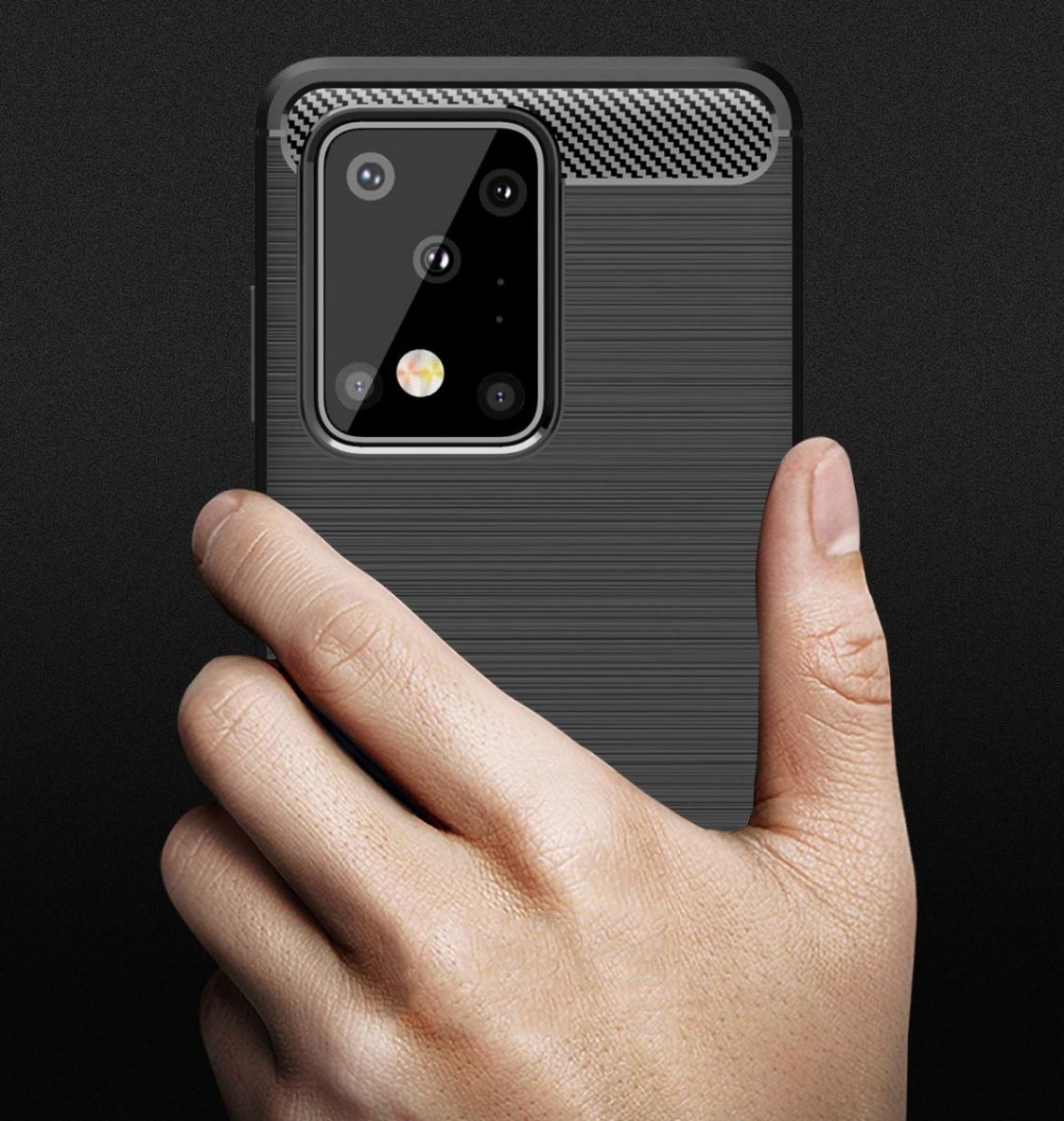 Samsung Galaxy S20 Ultra Geborsteld TPU Hoesje Zwart afbeelding 4