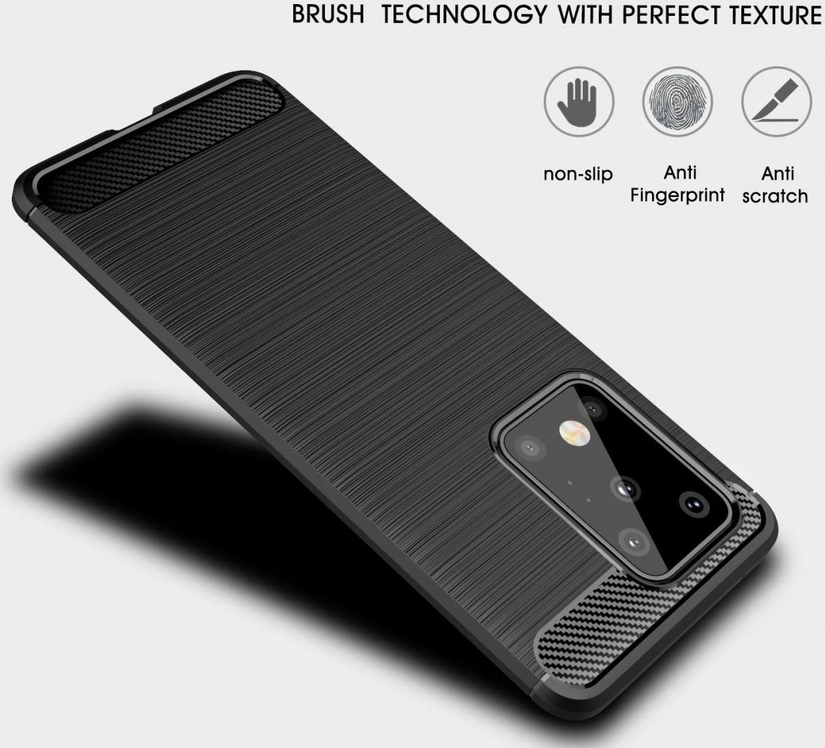 Samsung Galaxy S20 Ultra Geborsteld TPU Hoesje Zwart afbeelding 7