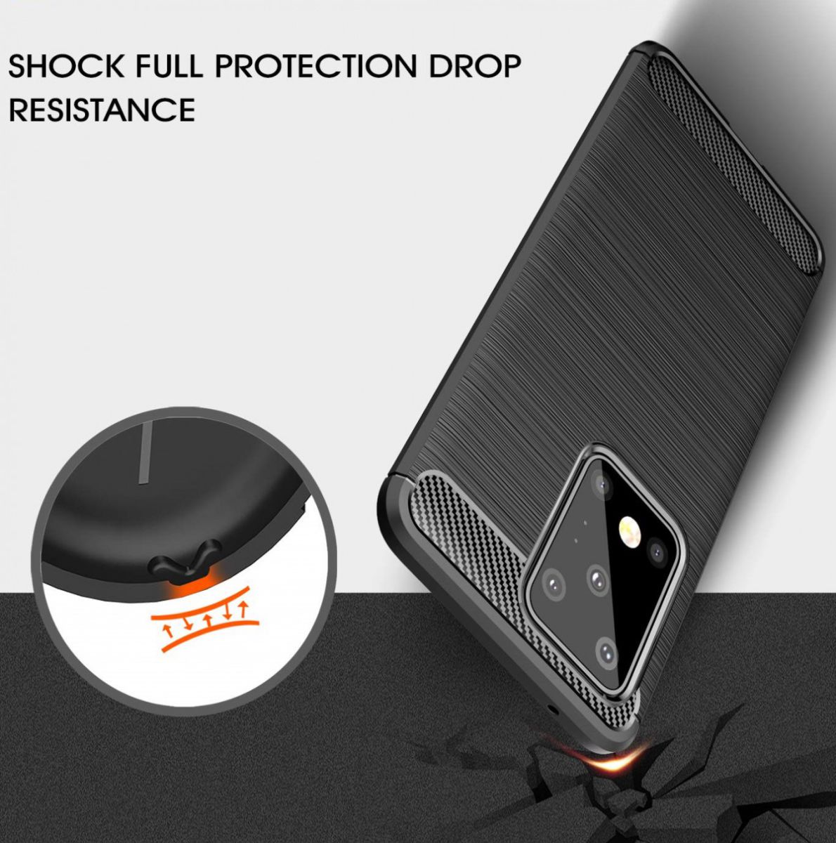 Samsung Galaxy S20 Ultra Geborsteld TPU Hoesje Zwart afbeelding 8