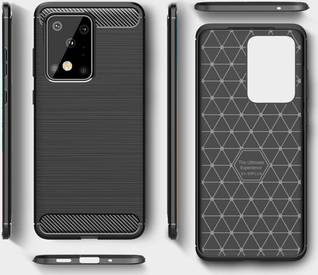 Samsung Galaxy S20 Ultra Geborsteld TPU Hoesje Zwart afbeelding 9