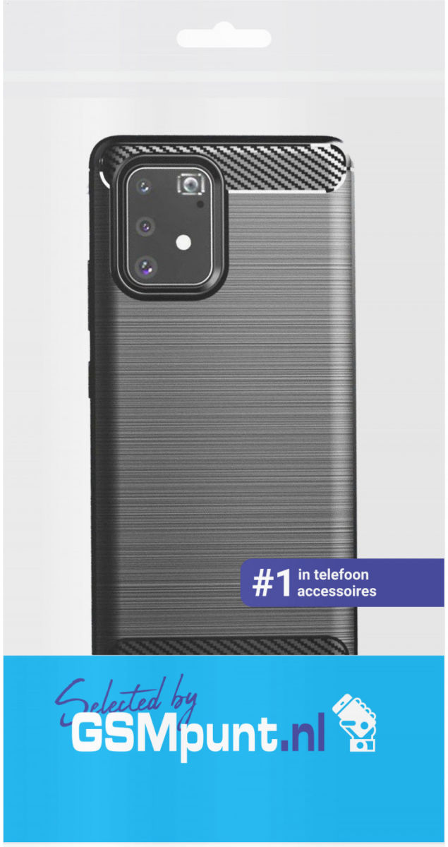 Samsung Galaxy S10 Lite Geborsteld TPU Hoesje Zwart afbeelding 2