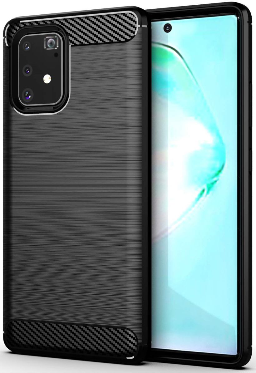 Samsung Galaxy S10 Lite Geborsteld TPU Hoesje Zwart afbeelding 1