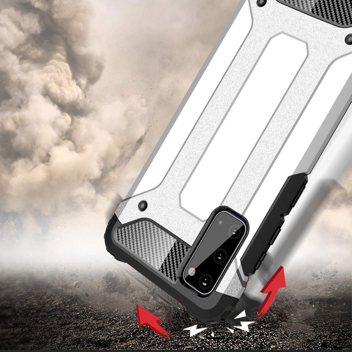 Samsung Galaxy S20 Shock Proof Hoesje Hybride Backcover Zwart afbeelding 6