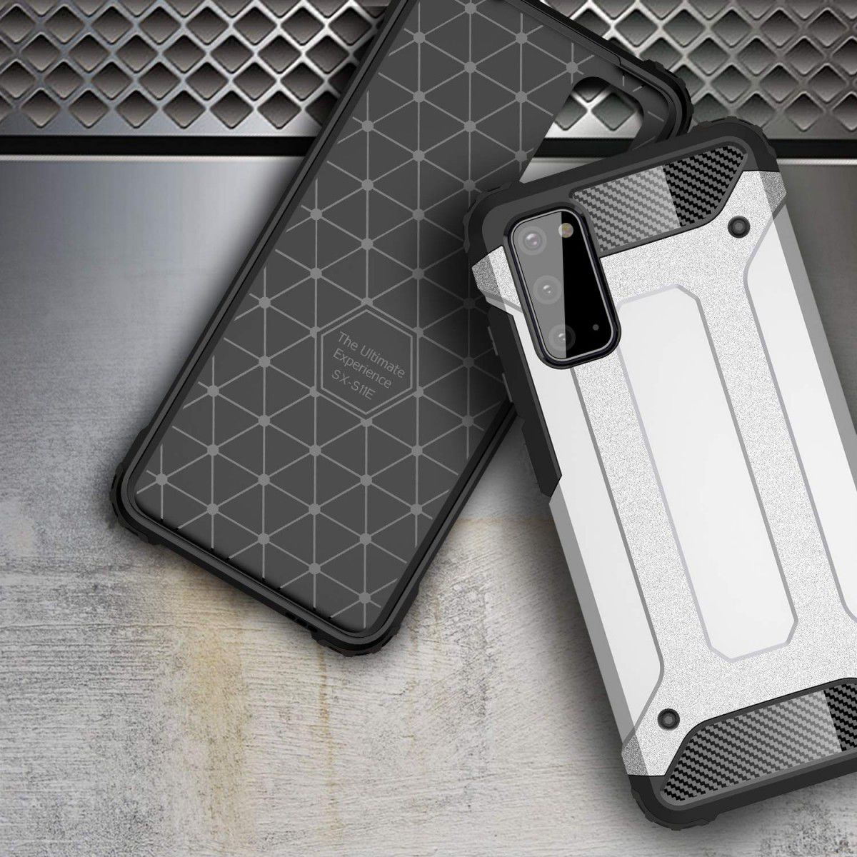 Samsung Galaxy S20 Shock Proof Hoesje Hybride Backcover Zwart afbeelding 7