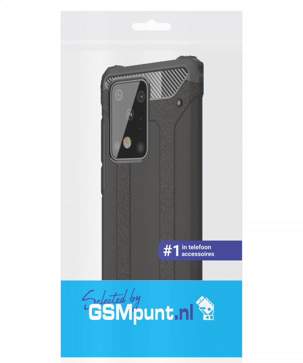 Samsung Galaxy S20 Ultra Hoesje Shock Proof Hybride Backcover Zwart afbeelding 2