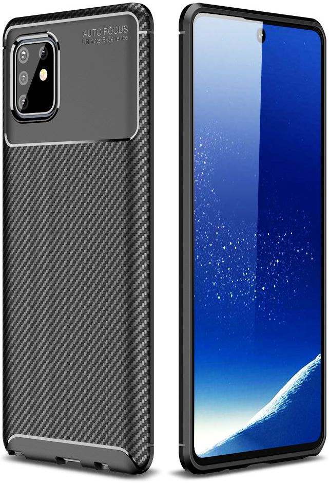 Samsung Galaxy Note 10 Lite Siliconen Carbon Hoesje Zwart afbeelding 1