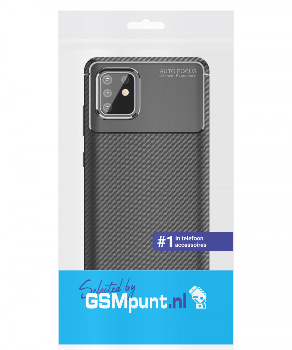 Samsung Galaxy Note 10 Lite Siliconen Carbon Hoesje Zwart afbeelding 2