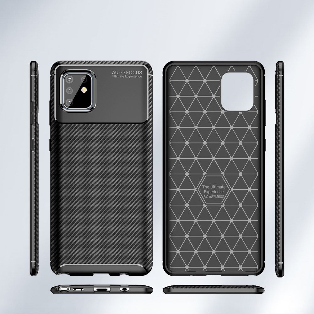 Samsung Galaxy Note 10 Lite Siliconen Carbon Hoesje Zwart afbeelding 9