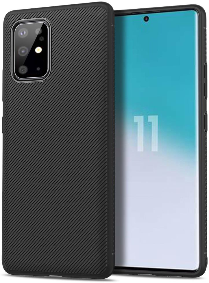 Samsung Galaxy S20 Plus Hoesje Twill Slim Textuur Zwart afbeelding 1