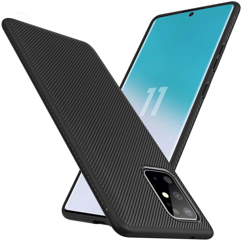 Samsung Galaxy S20 Plus Hoesje Twill Slim Textuur Zwart afbeelding 4