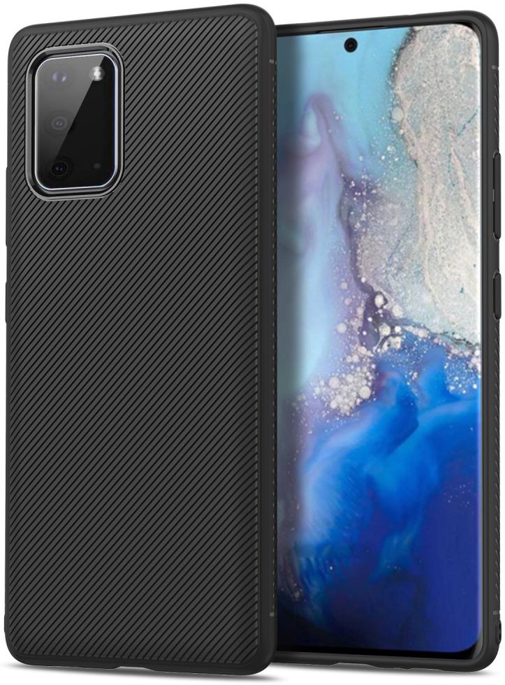 Samsung Galaxy S20 Hoesje Twill Slim Textuur Zwart afbeelding 1