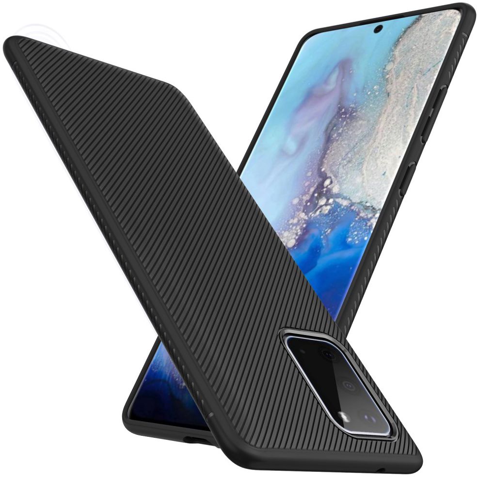 Samsung Galaxy S20 Hoesje Twill Slim Textuur Zwart afbeelding 4