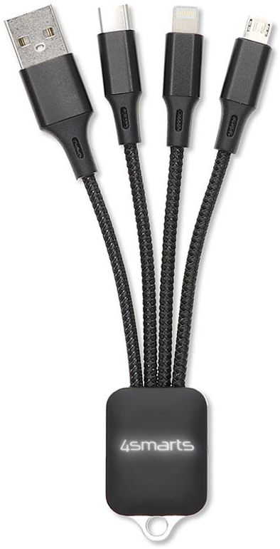 4Smarts GlowCord 3-in-1 Kabel Zwart afbeelding 1