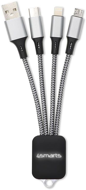 4Smarts GlowCord 3-in-1 Kabel Zilver afbeelding 1