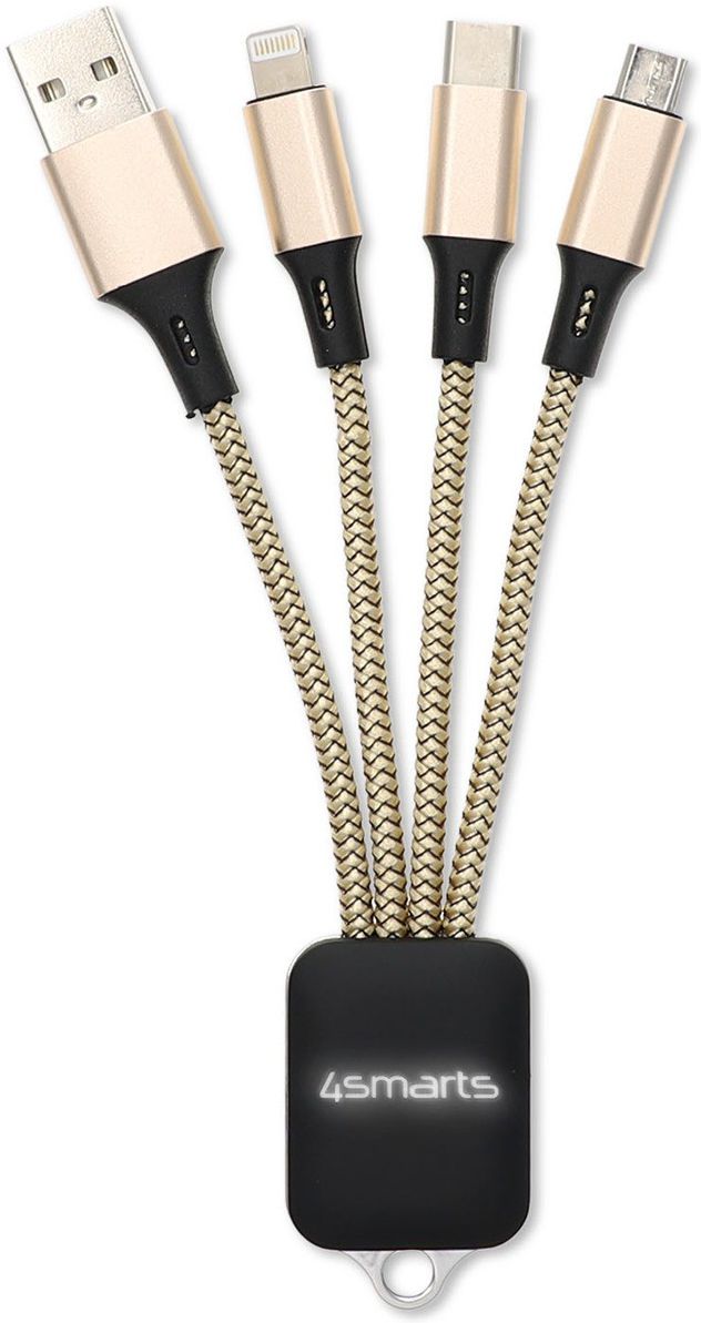 4Smarts GlowCord 3-in-1 Kabel Goud afbeelding 1