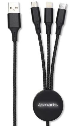 4Smarts GlowCord 3-in-1 Kabel 1 Meter Zwart afbeelding 1