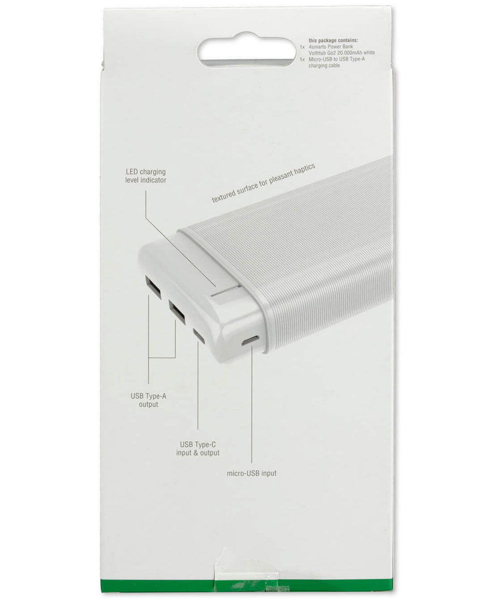 4smarts VoltHub Go2 Powerbank met USB-A en USB-C 20.000 mAh Wit afbeelding 7