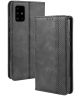Samsung Galaxy A51 Hoesje Book Case Wallet Kunst Leer Retro Zwart