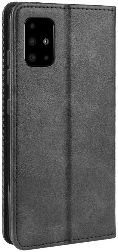 Samsung Galaxy A51 Hoesje Book Case Wallet Kunst Leer Retro Zwart afbeelding 5