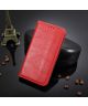 Samsung Galaxy A51 Book Case Kunst Leer Hoesje Retro Wallet Rood