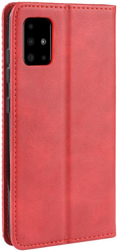 Samsung Galaxy A51 Book Case Kunst Leer Hoesje Retro Wallet Rood afbeelding 5