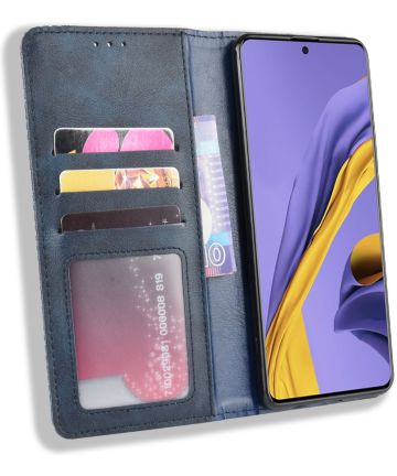 Samsung Galaxy A51 Book Case Hoesje Book Case Retro Wallet Blauw Hoesjes