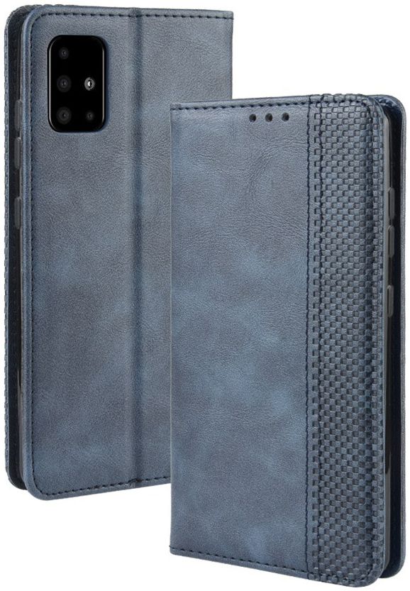 Samsung Galaxy A51 Book Case Hoesje Book Case Retro Wallet Blauw afbeelding 2