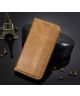 Samsung Galaxy A51 Book Case Kunst Leer Hoesje Retro Wallet Bruin