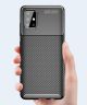 Samsung Galaxy A51 Hoesje Geborsteld Carbon Bruin
