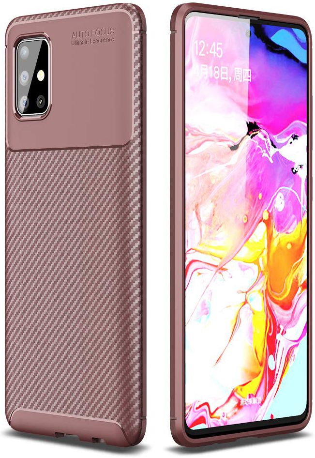 Samsung Galaxy A51 Hoesje Geborsteld Carbon Bruin afbeelding 4