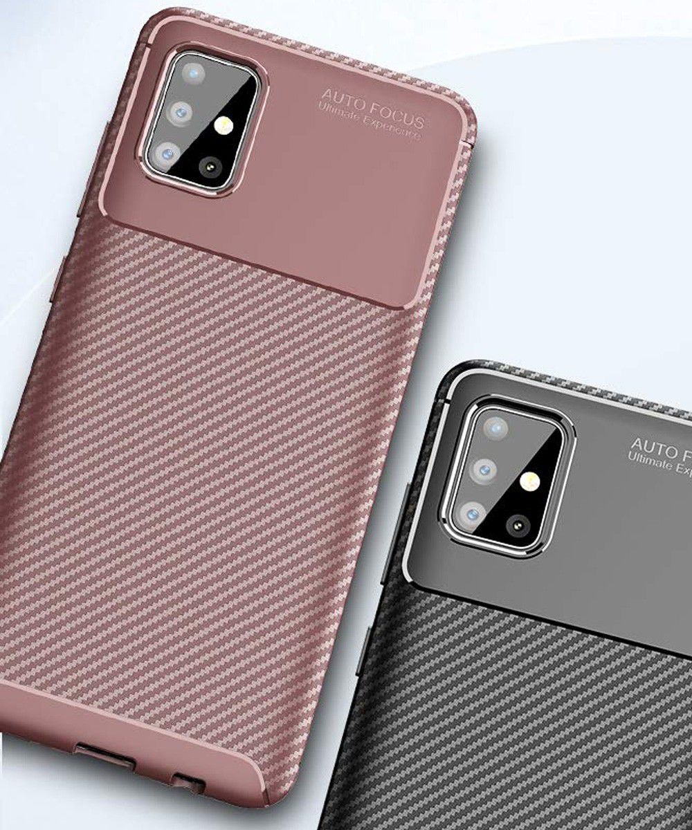Samsung Galaxy A51 Hoesje Geborsteld Carbon Bruin afbeelding 5