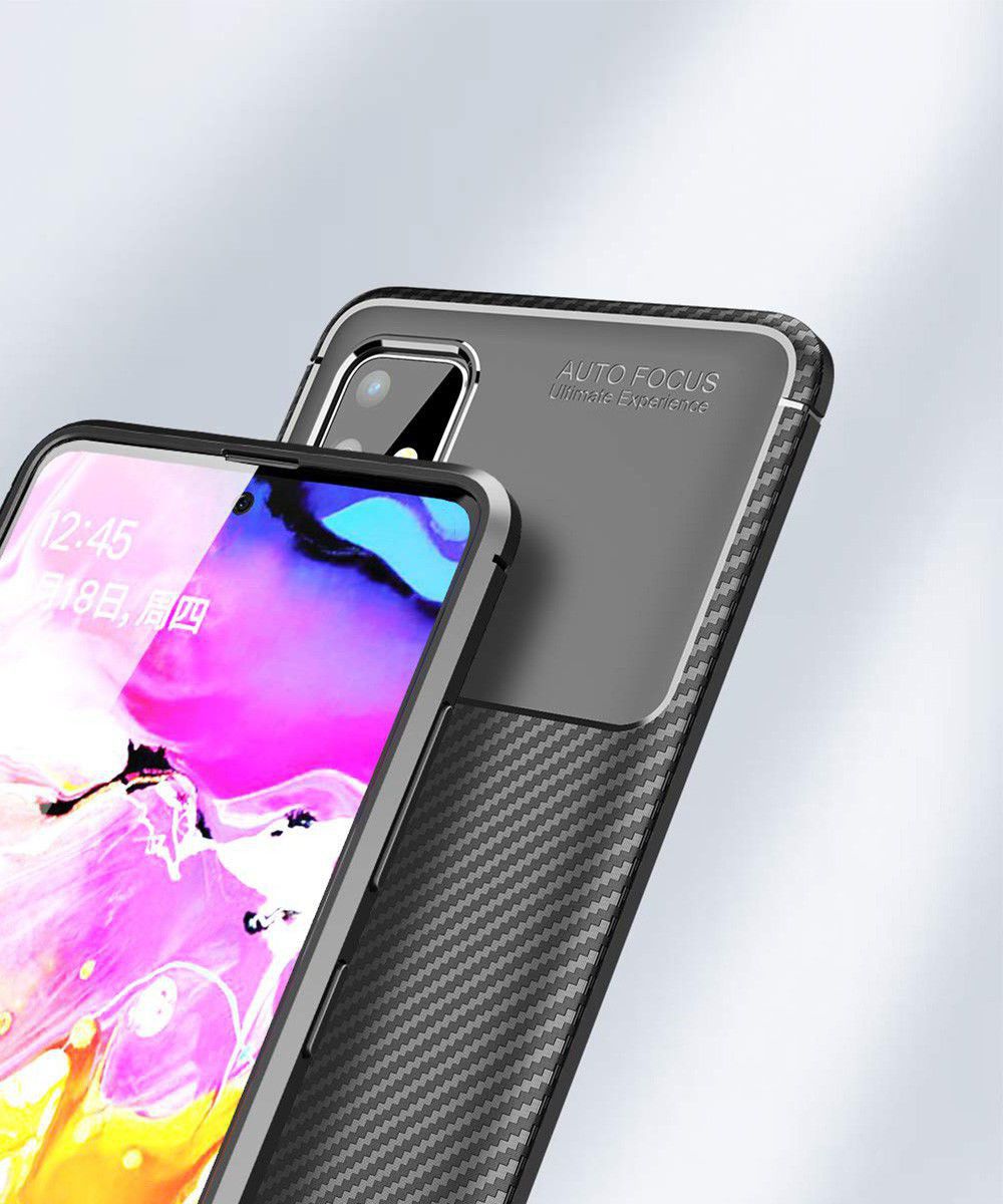Samsung Galaxy A51 Hoesje Geborsteld Carbon Bruin afbeelding 8