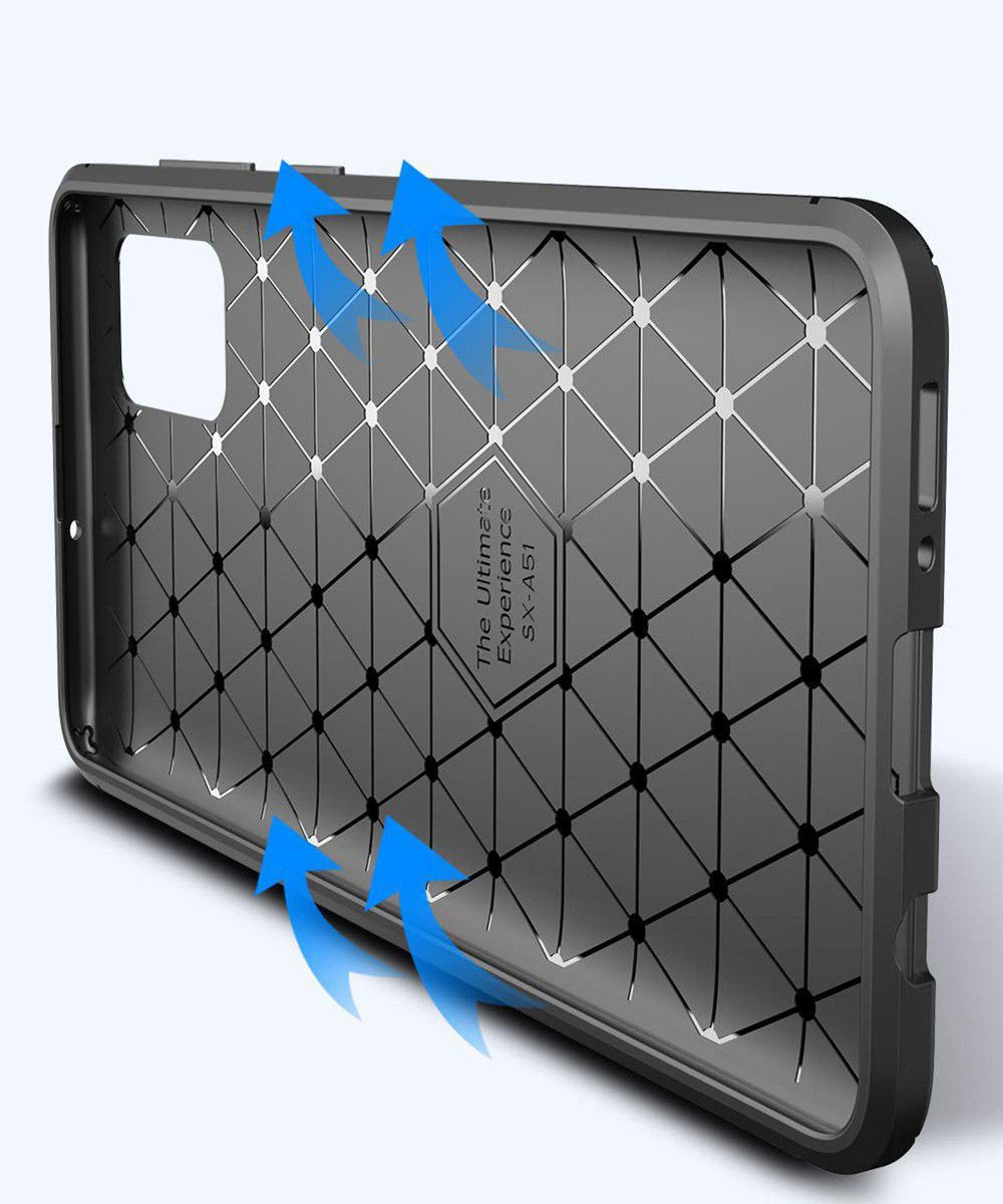 Samsung Galaxy A51 Hoesje Geborsteld Carbon Bruin afbeelding 9