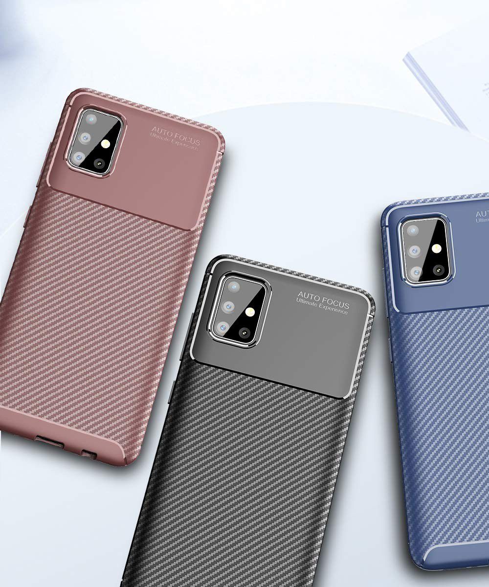 Samsung Galaxy A51 Hoesje Geborsteld Carbon Bruin afbeelding 11