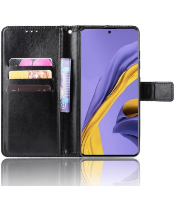 Samsung Galaxy A51 Hoesje Book Case Wallet Kunst Leer Zwart Hoesjes