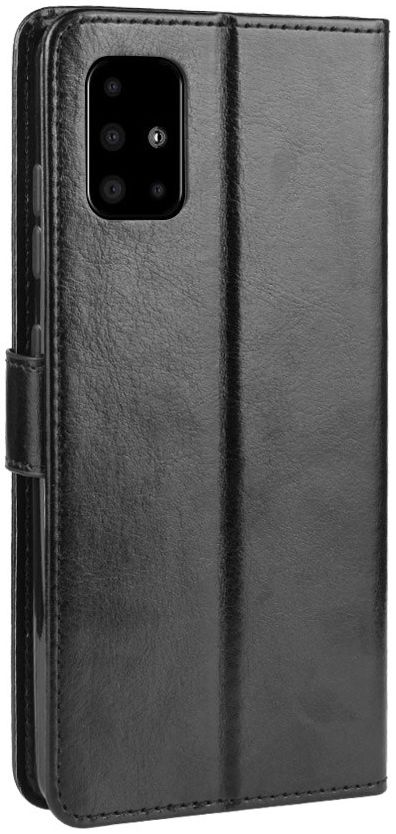 Samsung Galaxy A51 Hoesje Book Case Wallet Kunst Leer Zwart afbeelding 4