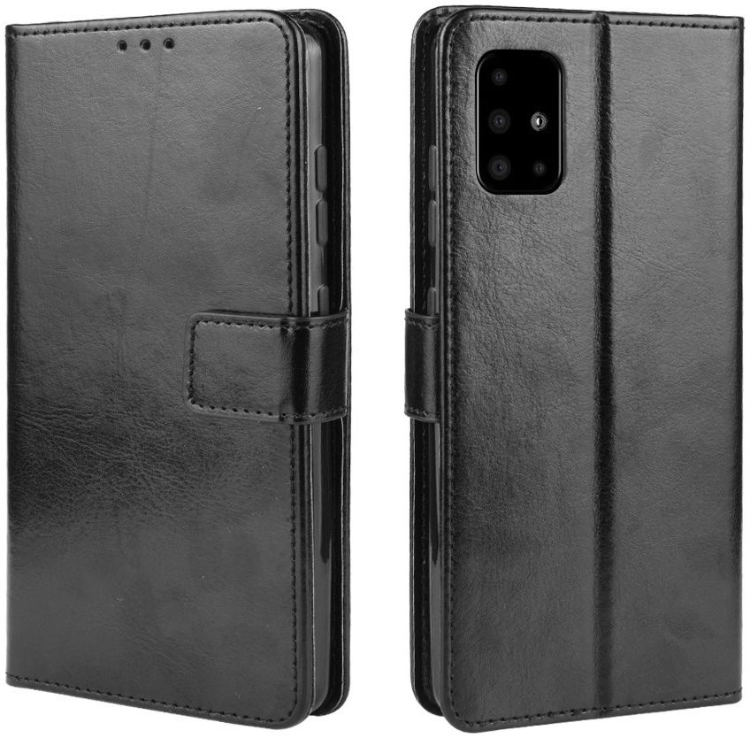 Samsung Galaxy A51 Hoesje Book Case Wallet Kunst Leer Zwart afbeelding 5