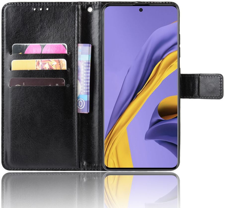 Samsung Galaxy A51 Hoesje Book Case Wallet Kunst Leer Zwart afbeelding 1